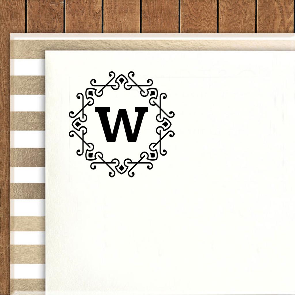 Printtoo Alphabet W Monogram Octagon Celtic Swirl Frame Self Inking Rubber Stamp Office