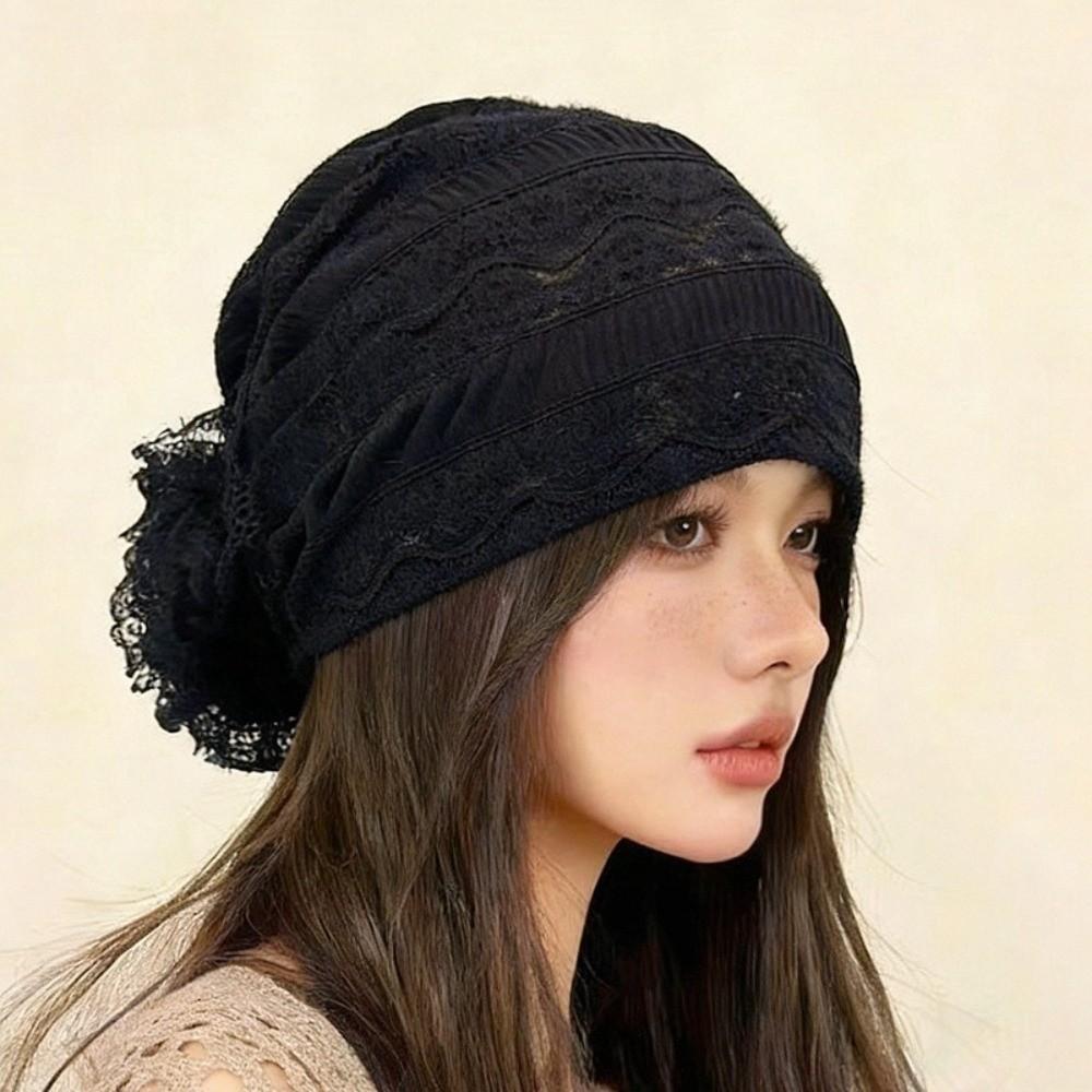 Elastic Head Wraps Hat Embroidery Cancer Chemo Hat Soft Flower Lace Turban Caps Women