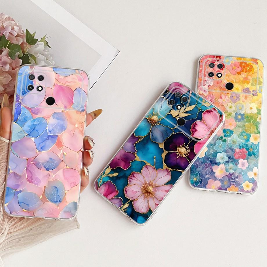 For Xiaomi Poco C40 C50 C51 Phone Case Luxury Flower Butterfly Cartoon Bow Pattern Back Cover Soft TPU Silicone Bumper Housing