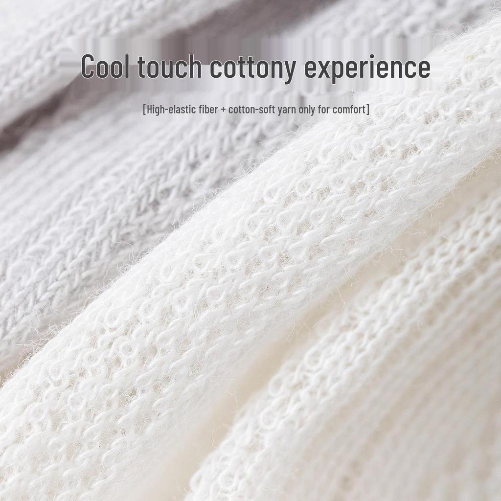 Yuxuan Women's Ice Silk Mesh Socks - Breathable, Soft, Mid-Calf Scrunch Style for Spring, Summer, and Autumn In White.