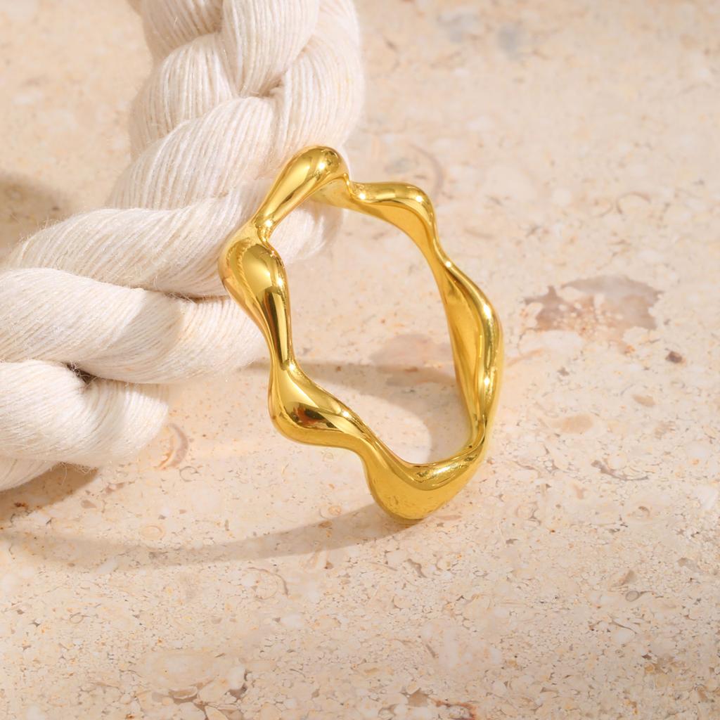 Classic Irregular Geometric Ring for Women,Stainless Steel Waterproof Rings,Fashion Jewelry Mother's Day Gift
