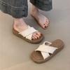 Ethnic Cool Slippers 2025 New Summer Vintage Woven Cross Bohemian Student Flat Roman Shoes