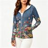 Damen Kapuzenjacke mit Reißverschluss, langen Ärmeln und Taschen, mit Blumenmuster, leichte SonnenSchutz-Außenjacke für Outdoor-Aktivitäten