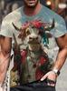 Fun Bull Pattern 3D Printed T-shirt Summer Men's Casual Fashion Round Neck Fashion Trendy Harajuku Personalized Short Sleeve Street Wear
