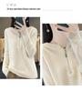 Women's Ribbed Wool Hooded Half-Zip Knit Sweater for Autumn/Winter Outerwear