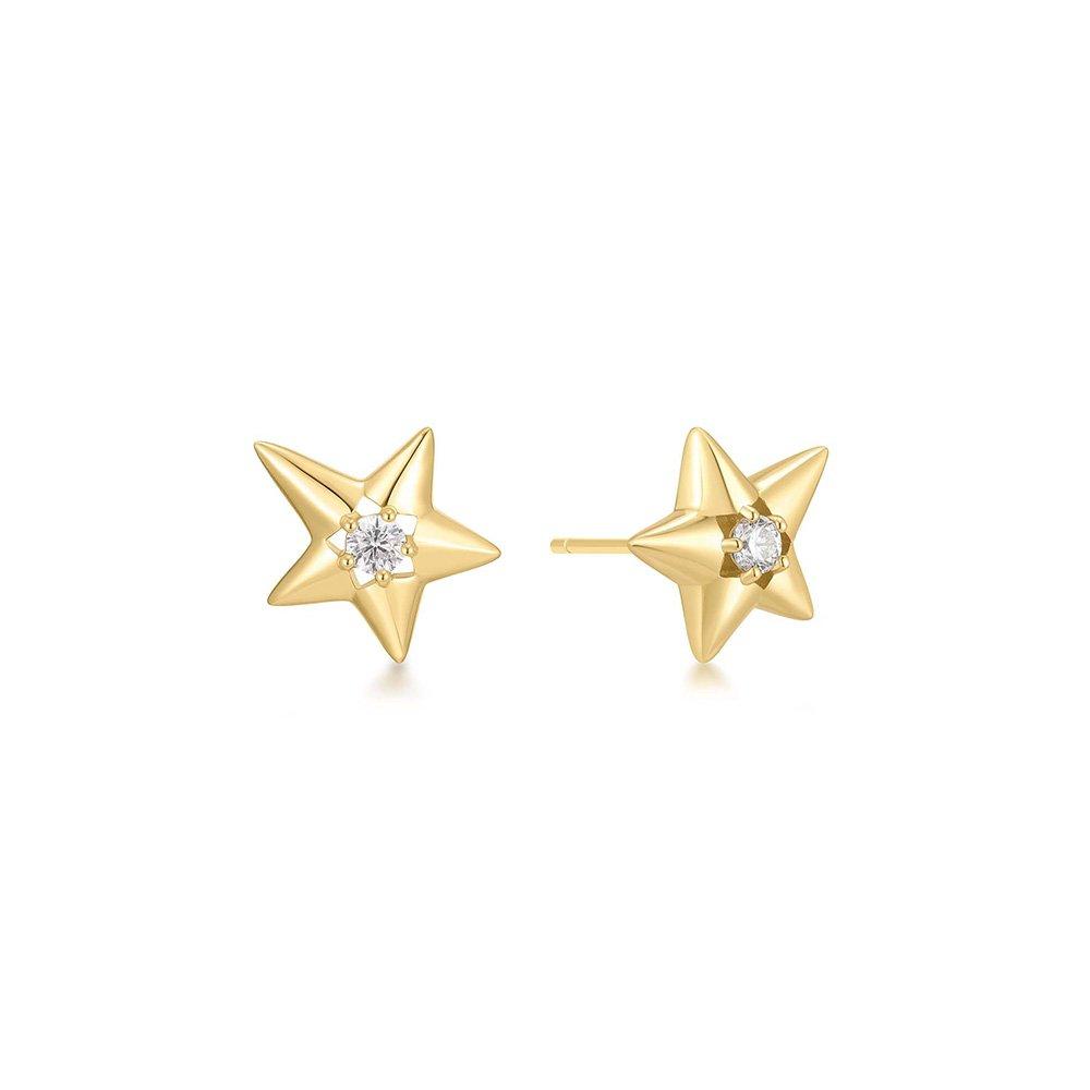 Gold Sparkling Star Drop Stud 925 Silver Earrings E066-07G