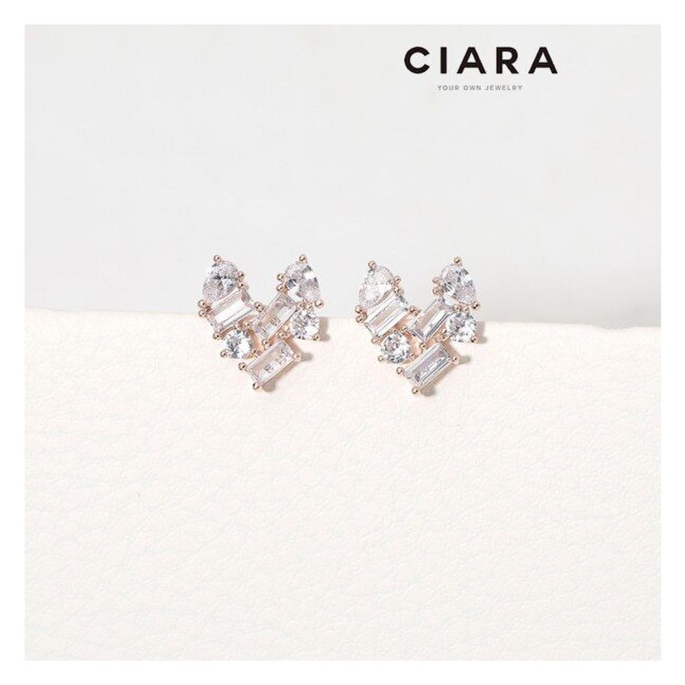 Ciara 14K Nazzano Cube Heartstone Earrings (Silverpin)