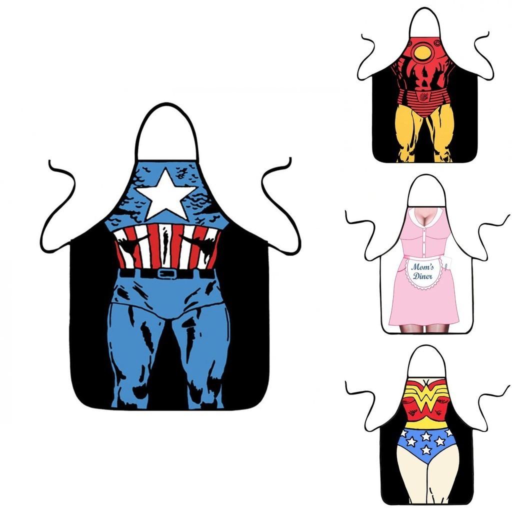 Women Kitchen Men Bib Aprons Comic Superhero Costume Apron Gift Funny