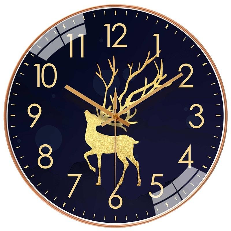 10-inch 25cm Creative Golden Elk Living Room Wall Clock Simple Wall Quartz Clock Internet Celebrity Silent Clock Watch