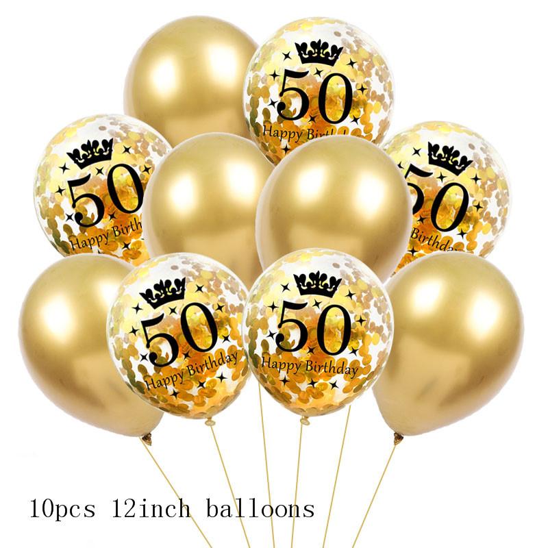 Black Gold 30 40 50 60 Years Birthday Party Confetti Balloon 30th 50th Birthday Party Decorations Adult Party Ballon Air Globos
