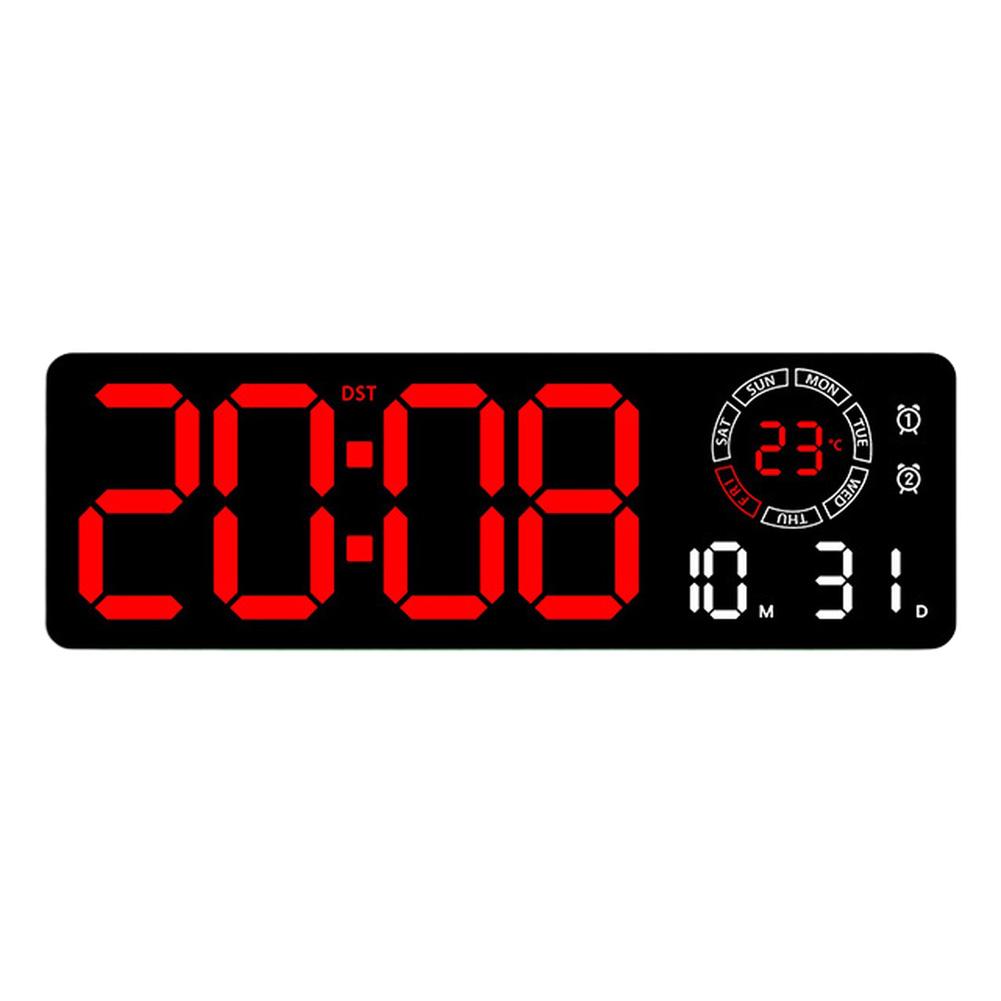 Temperature Display Blue LED Wall Clock Clear Numeric Display 8 Fixed Colors Automatic Light Sensing Bedroom For Wall Mounting