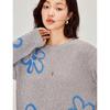 INMAN Women's Floral Jacquard Knitted Pullover