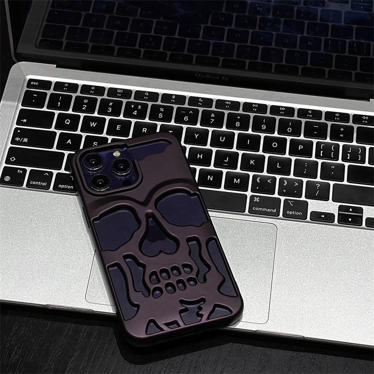 Luxus-Skelett-Schädel-Hülle für iPhone 11 12 13 14 15 Pro Max Handyhüllen Stoßfeste Rückabdeckung Kamera voll schützen Hollow Funda