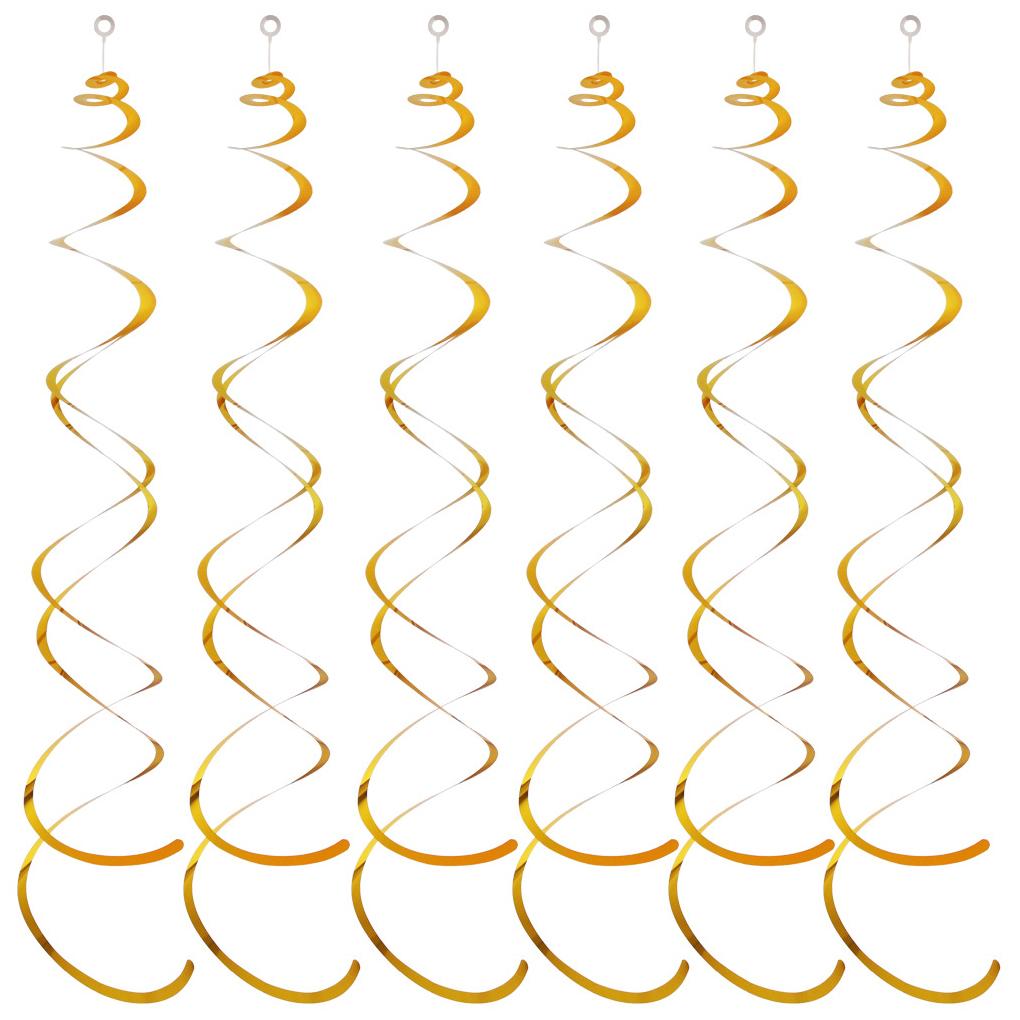 

6 шт./набор Подвесные спирали Гирлянда Широкое применение Из ПВХ Нетоксичный Без запаха День рождения Звезда Спиральный кулон Свет золотой