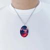 Stylish and Beautiful Exotic Night Scene Pattern Oval Alloy Pendant Stainless Steel Necklace