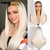 FREEDOM Synthetic Lace Front Wigs For Women 9x6 Pre Plucked Straight Layerd Wig 24" Ombre Blonde Pre Cut Wear And Go Lace Wigs