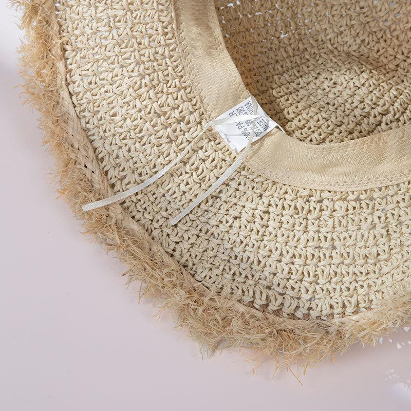 Women's Summer Pastoral Style Small Flowers Woven Straw Hat Sun Protection Straw Hat Fashionable Versatile Small Flowers and Plants Woven Sun Hat