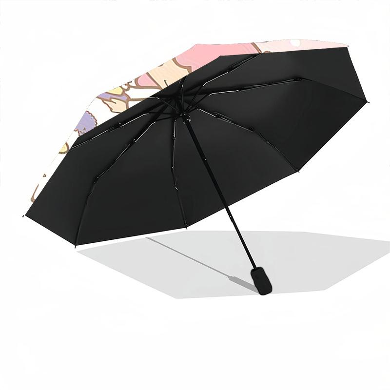 1 pièce Coffret Cadeau Festif Little Twin Stars avec Parapluie à Ouverture Automatique - Design Pliant Portable, Parapluie d'Extérieur à 8 Baleines en Fer pour Fans, Voyageur