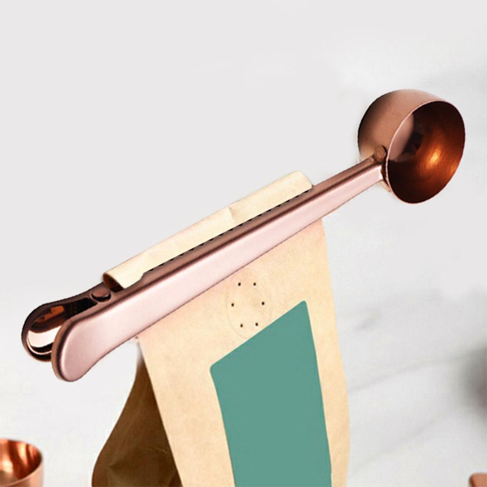 Coffee Spoon with Clip Seasoning Powder Spoon 2 in 1 Ground Coffee Measuring Scoop Multifunction Stainless Steel for Bag Sealing