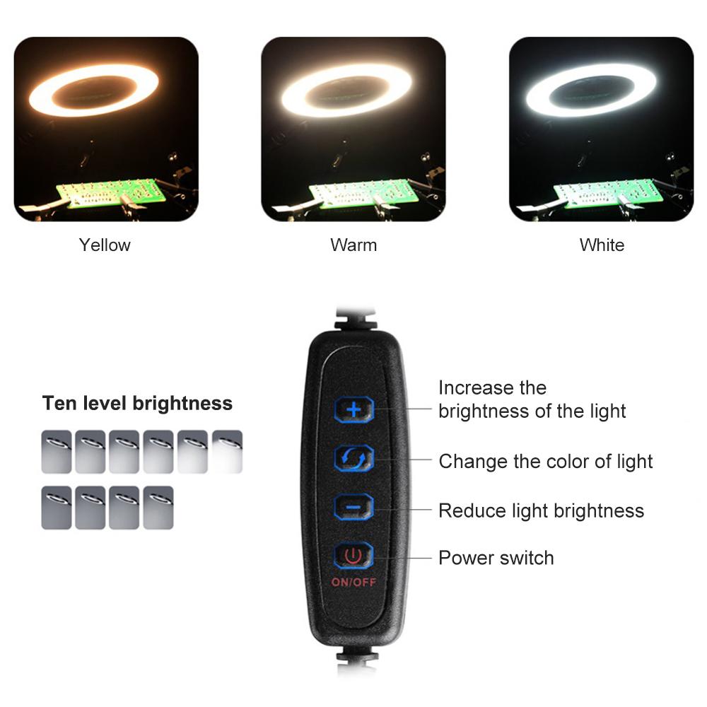 Lighting LED 5X Magnifying Lamp with Clamp Hands Free PCB Fixture Swivel Arms PCB Fixture Helping Hands Soldering