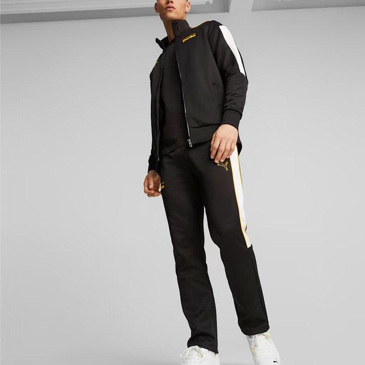 Puma Porsche Legacy MT7 Letter Logo Printed Stand Collar Zip Jacket Retro Sports Jacket Men Jacket Black 621017-01
