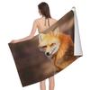 Animal Fox Microfiber Beach Towel Autumn Forest Maple Leaf Bathroom Towel Women Kids Gifts Quick Dry Travel Home Decor Camping