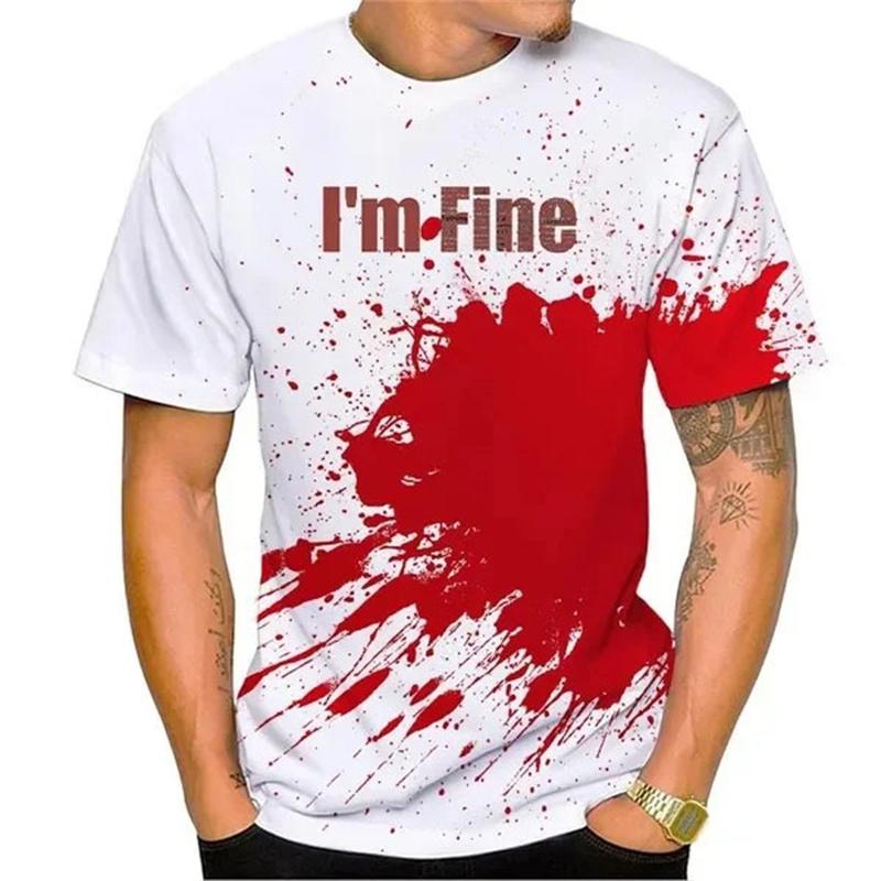 3D Printed Funny Halloween T Shirt Men Bloodstain Pattern Tees Summer Fashion Unisex Casual Horror Bloody Short Sleeve T-Shirts