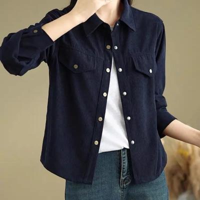 Kadın Giyim Kadife Moda Uzun Kollu Günlük Bol Slim Yeni Çok Yönlü Gömlek Gömlek Üst Bluzlar