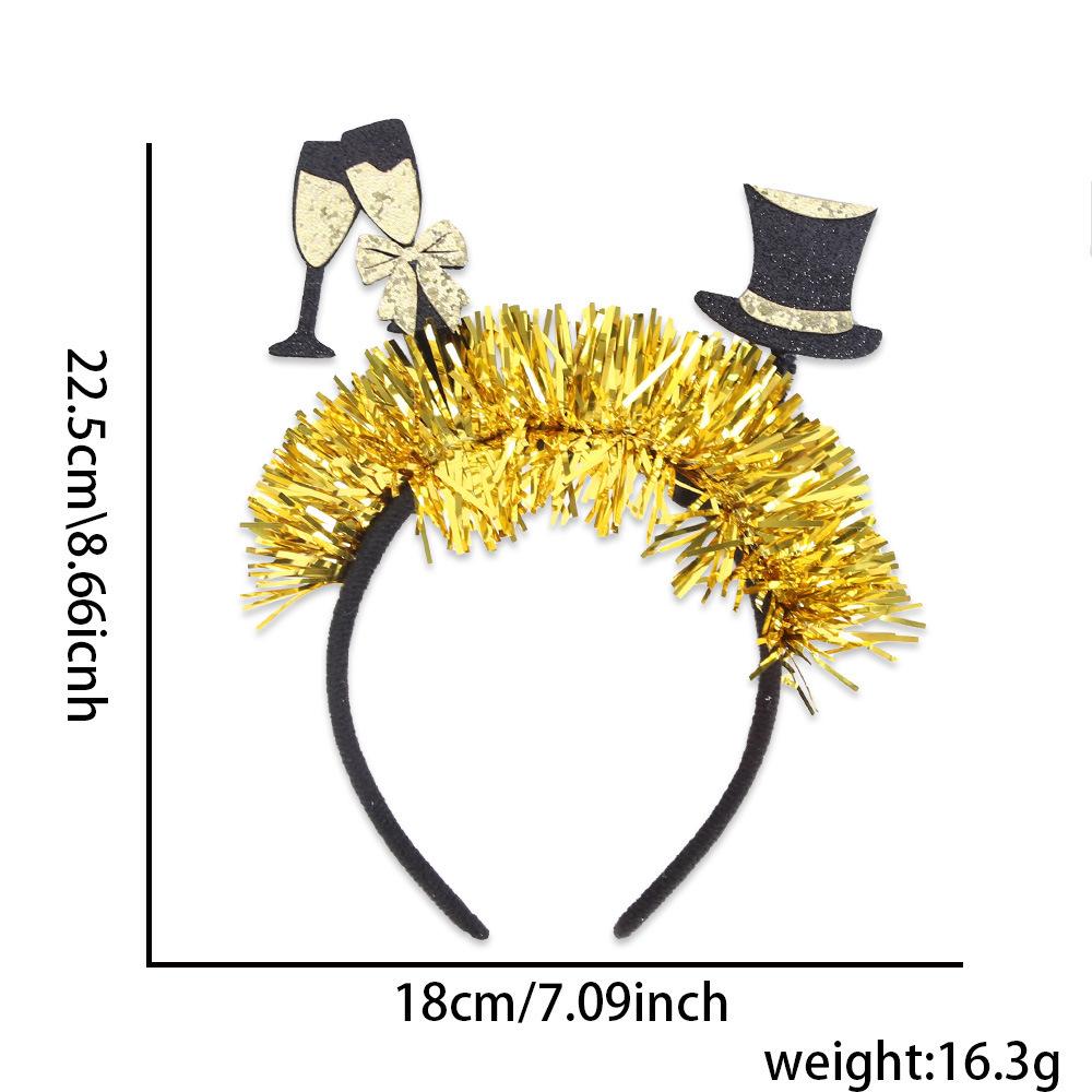 Christmas and New Year Decorations, Headbands, New Year's Eve Party Photo Atmosphere Props, Champagne Goblets, Letter-colored Ribbon Headbands