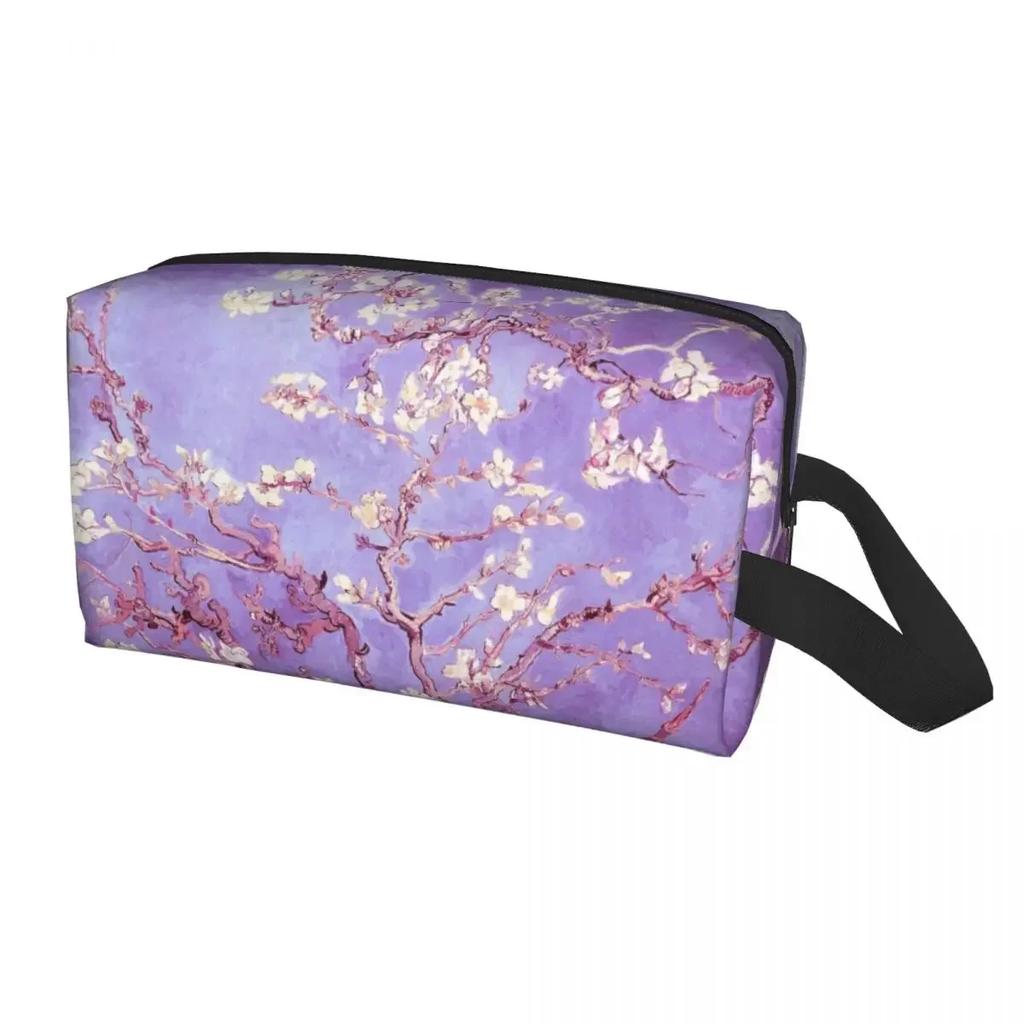 Travel Vincent Gogh Almond Blossoms Violet Toiletry Bag Flowers Makeup Cosmetic Organizer Storage Dopp Kit Case