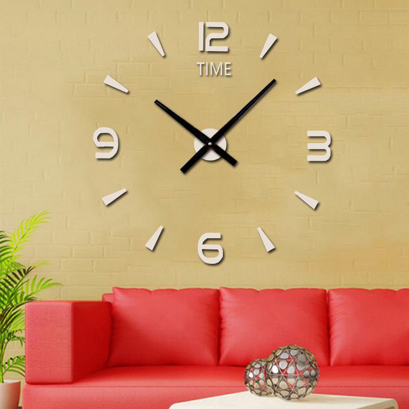 3D Acrylic Wall Clock with Luminous Stickers for Living Room TV Background - Creative Decorative Clock