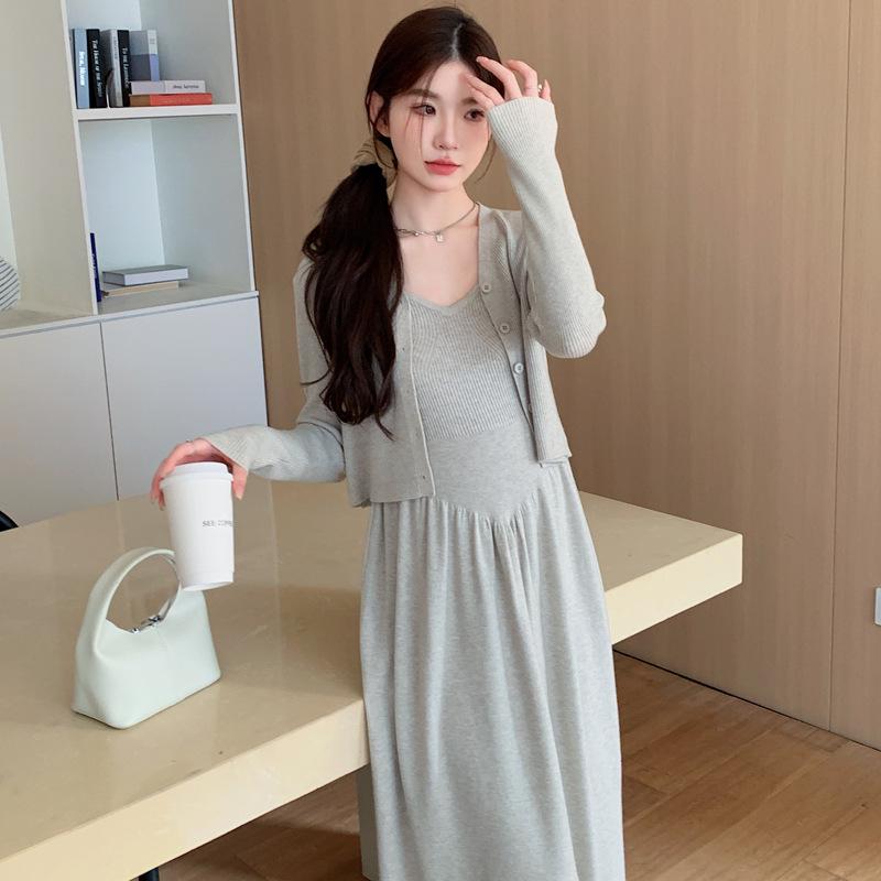 2026 Spring Knit Vest and Dress Two-Piece Set