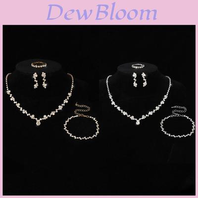 Bridal Jewelry Set With Crystal Necklace Earrings Bracelet For Women Wedding Accessories