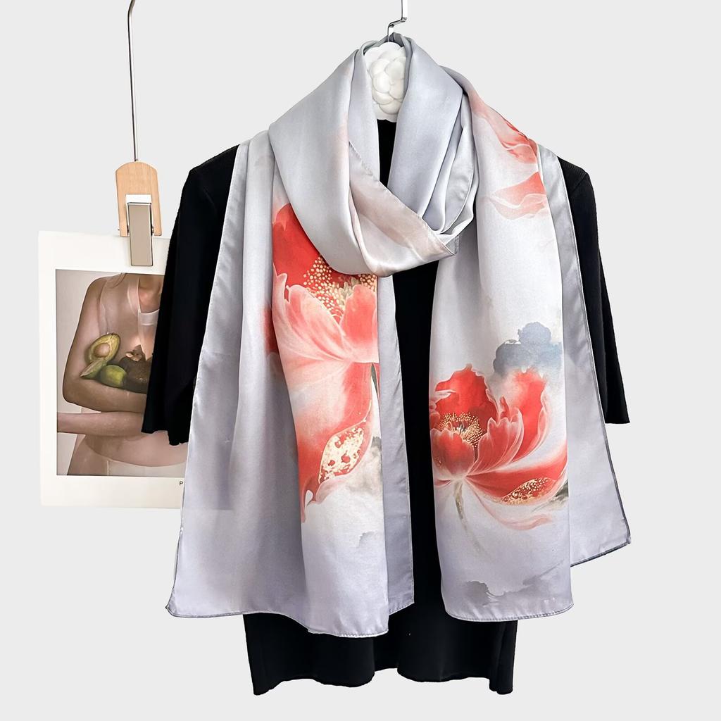 100% Pure Real Silk Scarf Women Neck Shawls Wraps Foulard Scarves Pashmina Female Hijab Bandana Kerchief Luxury Schals Bufandas