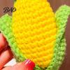 Keychain with Blessing Tag Crocheted Corn for Backpacks, Handmade Keyring Bell Plush & Tag, Simulated Vegetable Bag Charm Pendant Healing Key Ring
