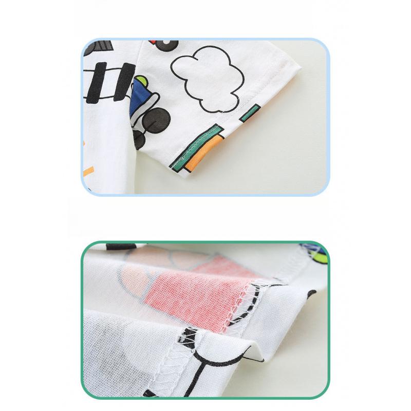 Summer New Product: Boys' Short-Sleeve T-Shirt With Cartoon Train Print Pullover Casual Round-Neck Top For Young Children