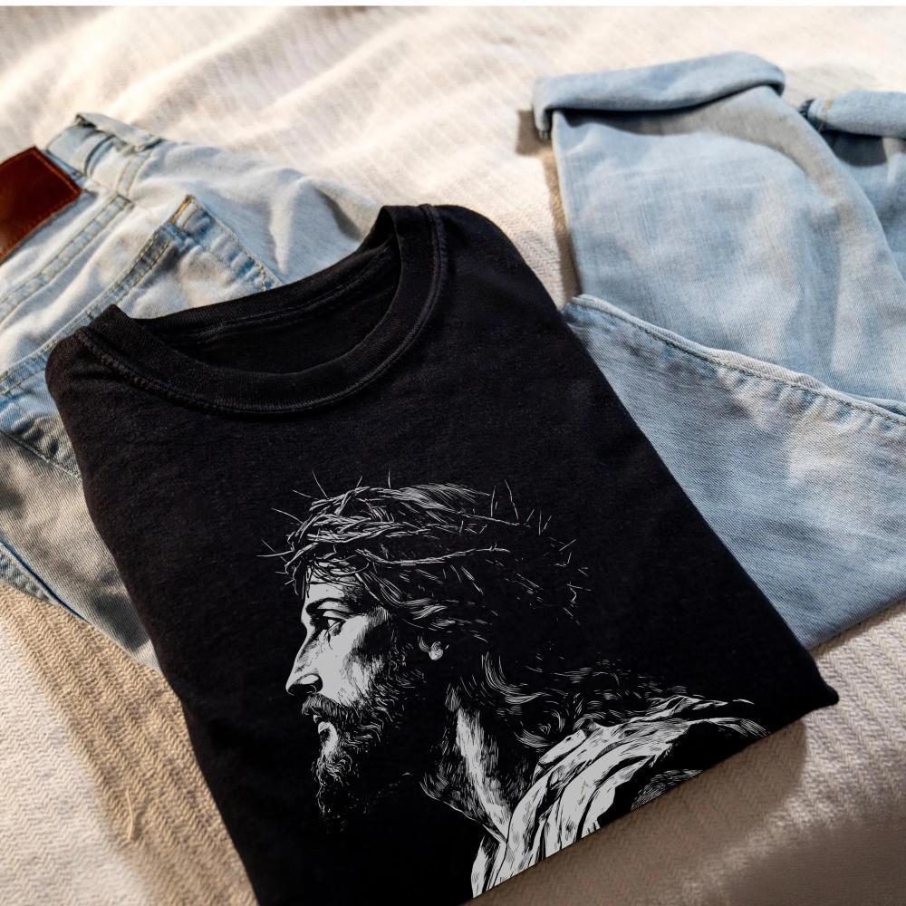 Jesus Christian Religious Graphic Print T-shirt Men Women Loose Casual Oversized Streetwear Hip Hop O-neck Cotton Top Summer New Tee