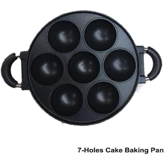 7-Hole Cast Iron Omelette Pan Non-Stick Cooking Pot Breakfast Egg Cooking Pie Cake Mold Kitchen Cookware Omelette Pans Nonstick Flip