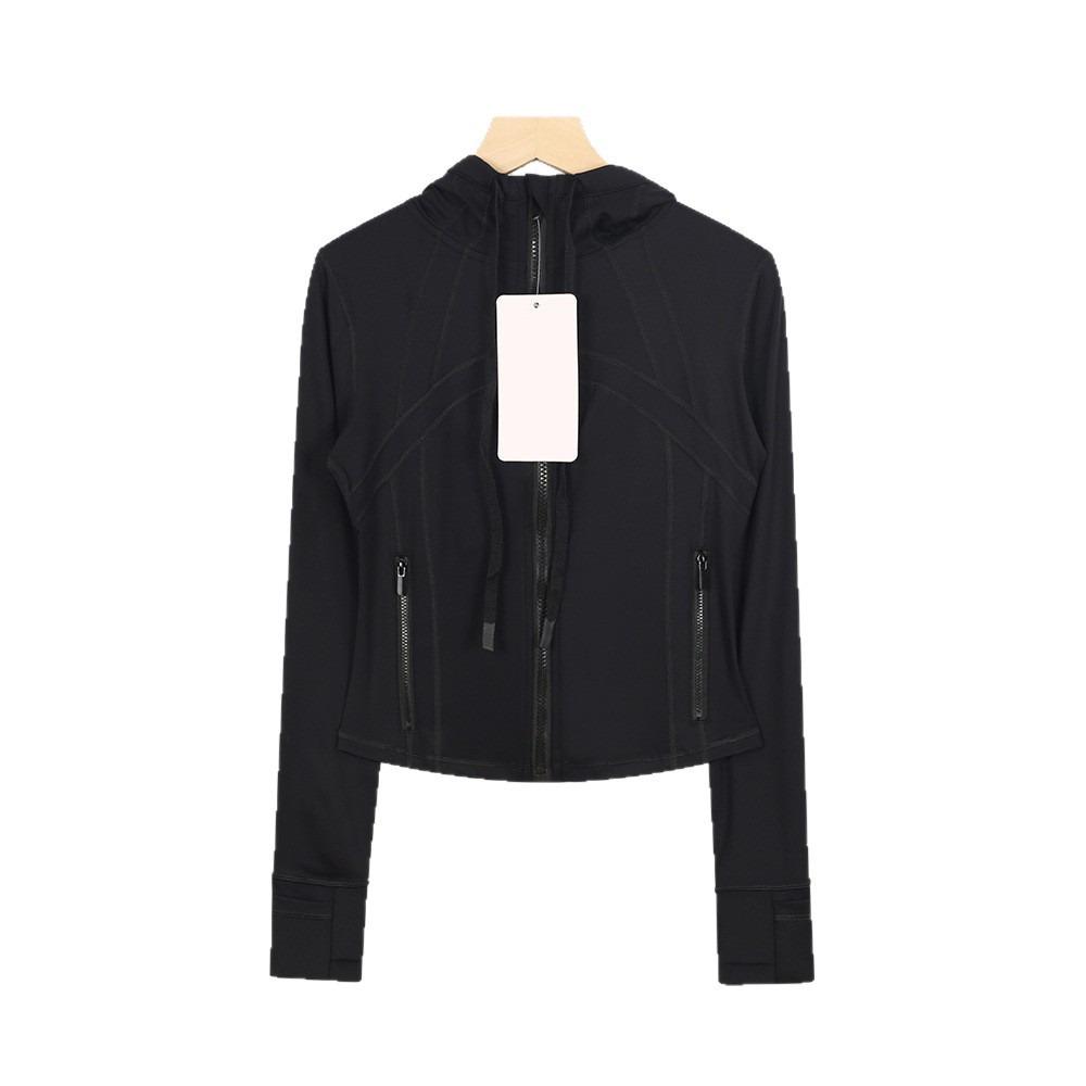 Felpa con cappuccio sportiva corta da donna con zip, cardigan aderente per yoga e corsa