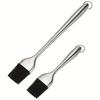 Heavy Duty Basting Brush, Stainless Steel & Heat Resistant Silicone for Grilling Baking BBQ - Non-Stick Easy Clean with Handle