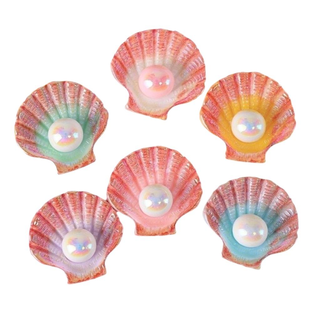 6pcs Ocean Inspired Resin Shells Accessories Pearl Mini Jewelry Making Charms Cute Shiny DIY Accessories DIY Accessories