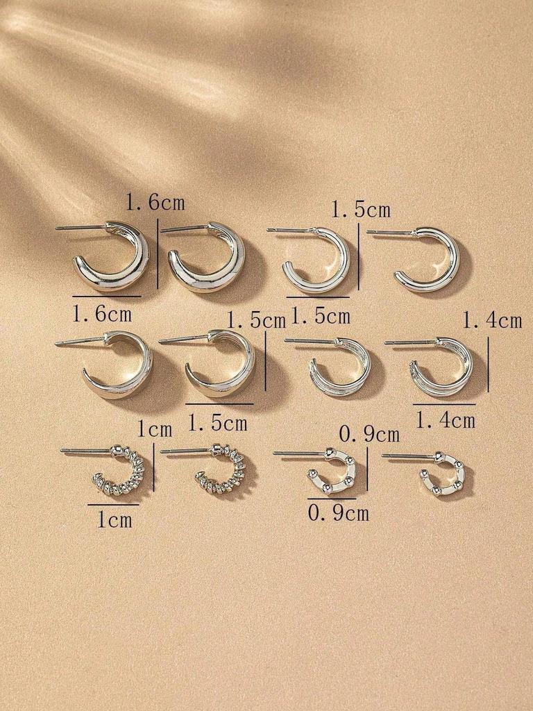 6 Paar Geometrische Form Kreativ, Modisch & Minimalistisch Tägliches Tragen Exquisite Kleine Ohrringe Für Frauen. Geeignet für den täglichen Gebrauch von Frauen