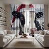 2pcs HD Cow decorative curtain with Santa hat White tie digital printed curtain Home Decoration style Decorate living room be