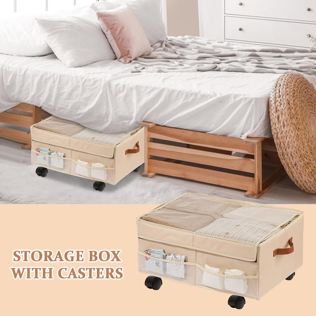 Rolling Storage Box Household Rolling Storage Bin Thickened Organizer Box With Wheels For Car Camping Travel College Workplace