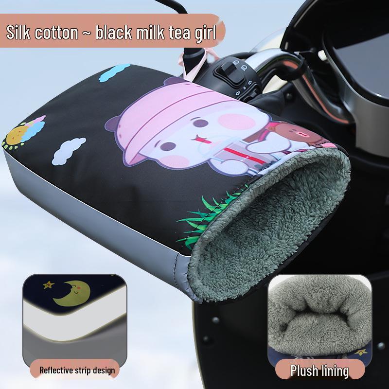 Widened Waterproof Winter Motorcycle Gloves with Fleece Lining, Windproof Handlebar Covers, Universal Fit for Electric Scooters