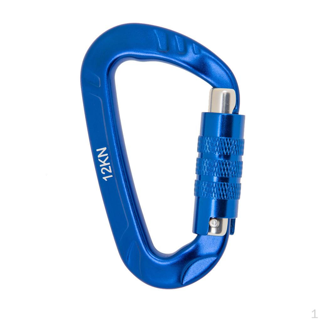 

12KN Keychain Carabiner Camping Hammock Screwgate Locking Hook Buckle Clip Blue