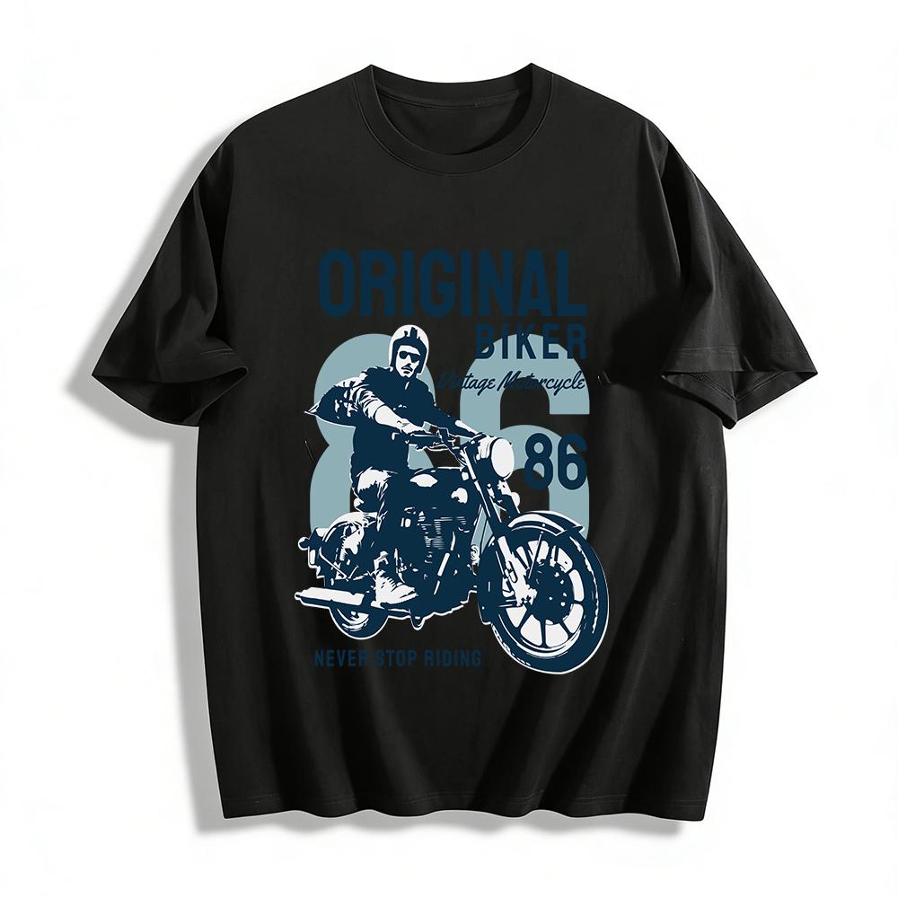 Original Biker 86 Vintage Motorcycle Never Stop Riding Tee Pure cotton T-shirt XXS