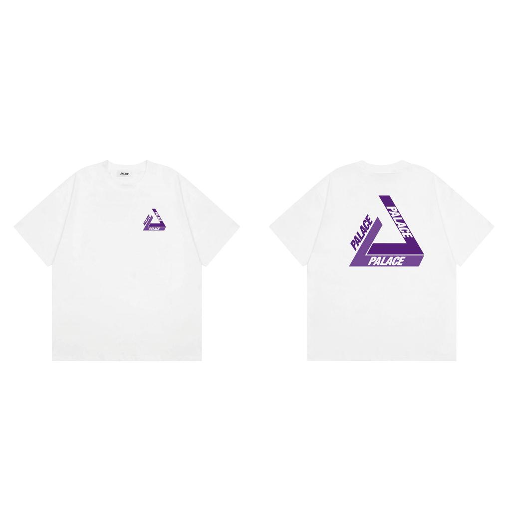 Trendige Marke PALACE klassisch einfach fehlende Ecke lila großes Dreieck LOGO Druck locker Sommer kurzärmeliges T-Shirt t