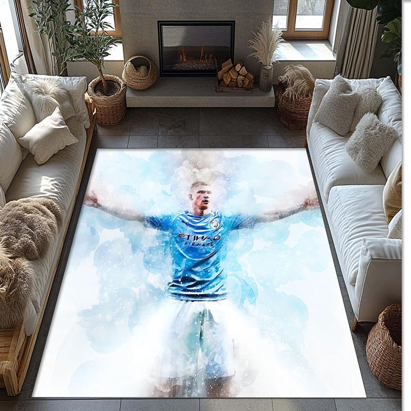 Kevin De Bruyne Printed Flannel Area Rug Non Slip Soft Polyester Floor Carpet Indoor Decor Mat for Bedroom Living Room Sofa