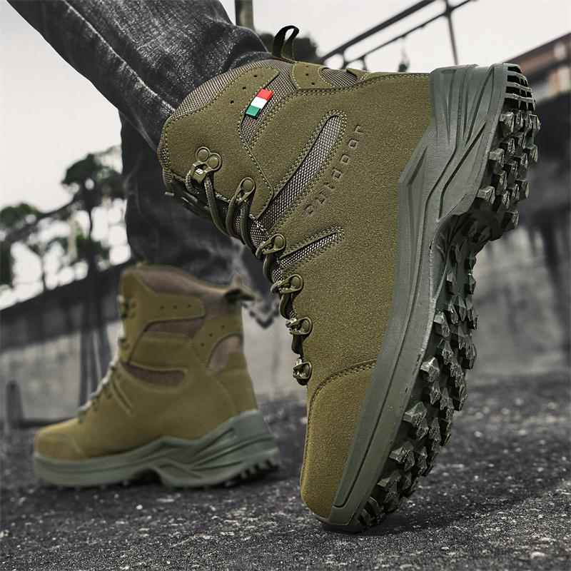 High-top Boots Men Anti-slip Lace-up Breathable Outdoor Hiking Shoes Men Shock-absorbing Lace-up Low-top Casual Sports Shoes Men